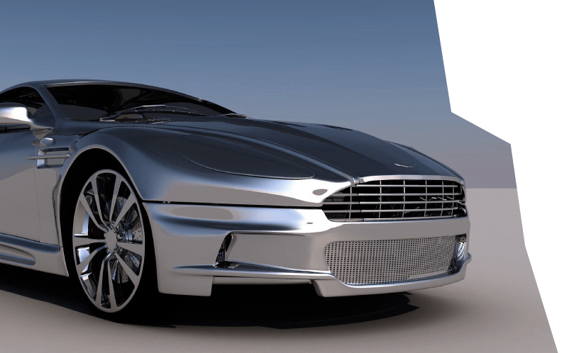 Voiture argentée et brillante